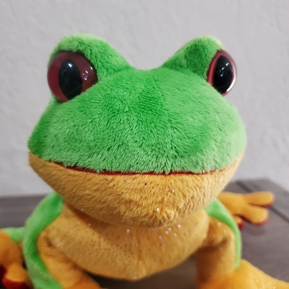 Ganz Webkinz Tree Frog Stuffed Animal Plush Green and Yellow w/Red Eyes 10" - Picture 3 of 9